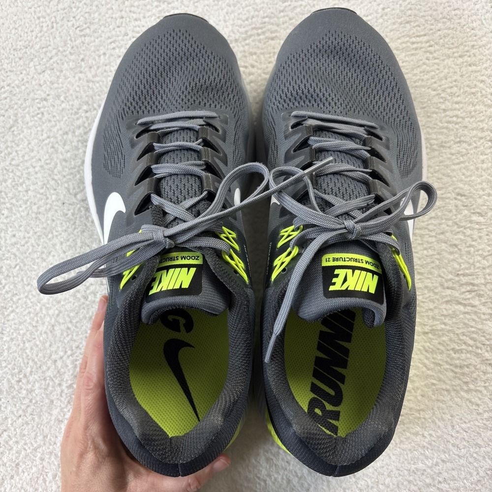 NIKE 'Zoom Structure 21' Mens Running Shoes Size 13 Gray/Volt Athletic Sneakers - Picture 5 of 13